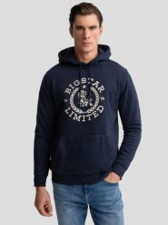 Bluza męska z kapturem granatowa Hanes 403. Niebieskie bluzy męskie BIG STAR, l, bez wzorów, z dzianiny, z kapturem. W wyprzedaży za 159.99 zł.