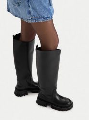 G-Star Raw Kozaki EO-GLCIE-GLC5559 Czarny. Czarne kozaki damskie G-Star, bez wzorów, ze skóry, bez obcasa, na płaskiej podeszwie, bez zapięcia. Za 799.99 zł.