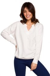 Efektowna Bluza z Wycięciem przy Dekolcie - Ecru. Czarne bluzy damskie MOE, l, bez wzorów, z bawełny, bez ramiączek, bez kaptura. Za 204.90 zł.