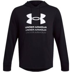 Męska Bluza Z Grafiką Rival Terry. Czarne bluzy męskie Under Armour, m, bez wzorów, bez ramiączek, bez kaptura. Za 376.99 zł.