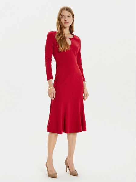 Rinascimento Sukienka koktajlowa CFC0121444003 Bordowy Regular Fit. Czerwone sukienki damskie Rinascimento, xs, bez wzorów, z wiskozy, wizytowe, bez kołnierzyka, bez ramiączek. Za 439.99 zł.