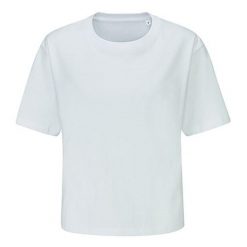 T-shirt Damski Ciężkiej Grubości Cropped. Białe t-shirty damskie MANTIS, bez wzorów, sportowe, bez kołnierzyka, bez ramiączek. Za 64.99 zł.
