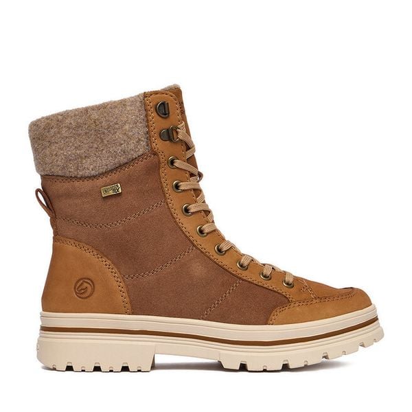 Trzewiki Remonte. Brązowe botki damskie Remonte, bez wzorów, bez obcasa, na płaskiej podeszwie, bez zapięcia. Za 489.99 zł.