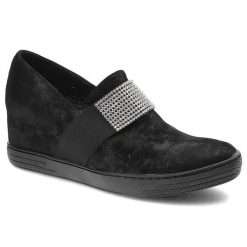 Czarne Półbuty Marshall Skórzane Buty Na Koturnie. Czarne półbuty damskie MARSHALL, z aplikacjami, z nubiku, biznesowe, bez obcasa, na koturnie, bez zapięcia. Za 279.00 zł.