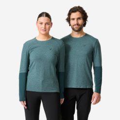 Koszulka rowerowa MTB unisex Rockrider oddychająca. Zielone bluzy męskie ROCKRIDER, l, bez wzorów, z lyocellu, sportowe, bez ramiączek, bez kaptura. Za 139.99 zł.