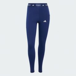 Legginsy Techfit Stash Pocket Full-Length. Niebieskie legginsy damskie Adidas, bez wzorów, z materiału. Za 199.00 zł.