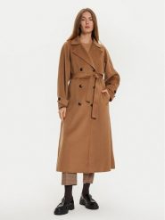 Tommy Hilfiger Płaszcz wełniany WW0WW45919 Brązowy Oversize. Brązowe płaszcze damskie Tommy Hilfiger, na zimę, l, bez wzorów, z syntetyku, bez kołnierzyka, bez kaptura. Za 1,599.00 zł.