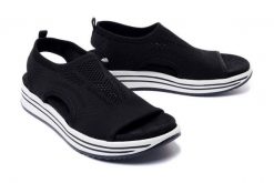 RIEKER REMONTE R2955-02 black, sandały damskie. Czarne sandały damskie Rieker Remonte, bez wzorów, bez obcasa, bez zapięcia. Za 164.95 zł.
