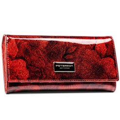 Czerwony, klasyczny, duży lakierowany portfel damski z kwiatowym wzorem RFID STOP Peterson. Czerwone portfele damskie Peterson, z lakierowanej skóry. Za 87.99 zł.