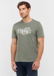 Męski T-Shirt Mustang Style Austin Agave Green 1016858 6473. Zielone t-shirty męskie Mustang, m, bez wzorów, bez kołnierzyka, bez ramiączek. Za 79.99 zł.