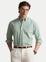 Polo Ralph Lauren Koszula 710853129501 Zielony jasny Custom Fit. Zielone koszule męskie Polo Ralph Lauren, m, bez wzorów, z bawełny, bez kołnierzyka, bez ramiączek. Za 619.99 zł.