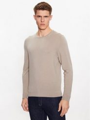 Calvin Klein Sweter K10K109474 Beżowy Regular Fit. Brązowe swetry męskie Calvin Klein, m, bez wzorów, z wełny, bez kołnierzyka, bez ramiączek. Za 309.99 zł.