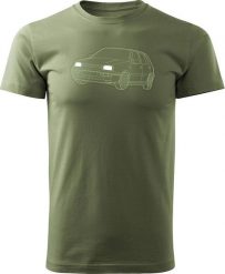 Topslang Koszulka VW Golf 3 z samochodem Golf męska khaki REGULAR r. S. Brązowe swetry męskie Topslang, m, bez wzorów, bez kołnierzyka, bez ramiączek. Za 99.90 zł.