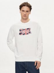 Pepe Jeans Bluza Ruwan PM582669 Biały Regular Fit. Białe bluzy męskie Pepe Jeans, m, bez wzorów, z bawełny, bez ramiączek, bez kaptura. Za 259.99 zł.