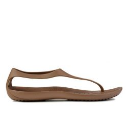 Sandały japonki damskie sportowe Crocs Sexi Flip Wmns. Brązowe sandały damskie Crocs, bez wzorów, z materiału, bez obcasa, bez zapięcia. Za 189.00 zł.