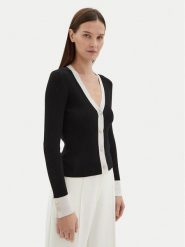 Motivi Kardigan M4376000732N Czarny Slim Fit. Czarne kardigany damskie Motivi, m, bez wzorów, z wiskozy, bez kołnierzyka. Za 139.99 zł.