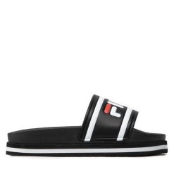 Klapki Fila. Czarne klapki damskie Fila, bez wzorów, bez obcasa, bez zapięcia. Za 119.99 zł.