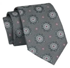 Krawat - ALTIES - Szary w Duże Grochy. Szare krawaty i muchy Alties, bez wzorów, z tkaniny, eleganckie. Za 49.00 zł.