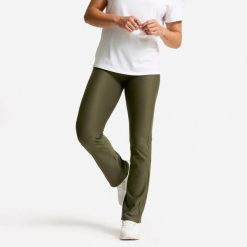 Legginsy fitness damskie Domyos. Brązowe legginsy damskie DOMYOS, bez wzorów, z elastanu. Za 59.99 zł.