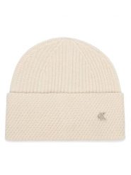 Calvin Klein Czapka LV04F8118G Kremowy. Białe czapki damskie Calvin Klein, na zimę, bez wzorów, z wełny. Za 169.99 zł.