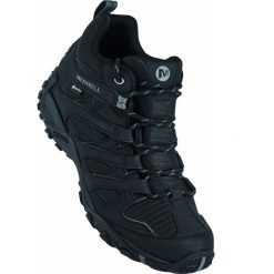 Buty turystyczne męskie Merrell Claypool Sport Mid GTX. Czarne buty zimowe męskie Merrell, bez wzorów, bez obcasa, bez zapięcia. Za 349.99 zł.
