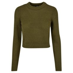 Sweter Damski Gofrowany Krótki. Zielone swetry nierozpinane damskie Urban Classics, xl, bez wzorów, bez kołnierzyka, bez ramiączek. Za 137.99 zł.