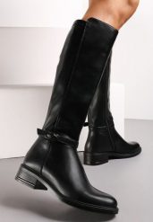 Czarne Kozaki na Płaskim Obcasie Muszkieterki z Klamrą Callela. Czarne kozaki damskie Renee, bez wzorów, bez obcasa, na płaskiej podeszwie, bez zapięcia. Za 94.99 zł.