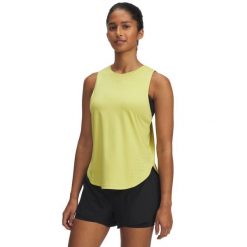 Damski tank top Under Armour Launch Elite. Żółte topy damskie Under Armour, bez wzorów, sportowe, bez kołnierzyka, bez ramiączek. Za 276.50 zł.