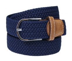 Granatowy Elastyczny Męski Pasek do Spodni, Pleciony, Casual -ALTIES- Parciany, Jednokolorowy. Niebieskie paski męskie Alties, z elastanu, casualowe. Za 59.00 zł.
