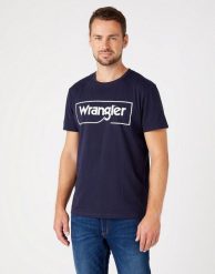 WRANGLER FRAME LOGO TEE MĘSKI T-SHIRT KOSZULKA NAVY W7H3D3114 112146325. Niebieskie t-shirty męskie Wrangler, m, bez wzorów, bez kołnierzyka, bez ramiączek. Za 69.99 zł.