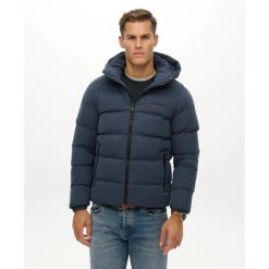 Kurtka z kapturem Superdry. Niebieskie kurtki sportowe męskie Superdry, na zimę, m, bez wzorów, z mikrofibry, z kapturem. Za 638.00 zł.