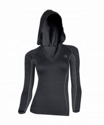 Brubeck LS01000 Bluza damska z kapturem BALANCE czarny XL. Czarne bluzy damskie Brubeck, xl, bez wzorów, bez ramiączek, z kapturem. Za 33.51 zł.