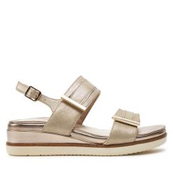 Sandały Tamaris. Czarne sandały damskie Tamaris, bez wzorów, bez obcasa, na słupku, bez zapięcia. Za 299.99 zł.