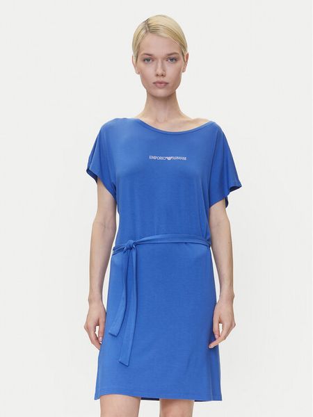 Emporio Armani Sukienka codzienna EW000783 AF12192 UA012 Niebieski Regular Fit. Niebieskie sukienki damskie Emporio Armani, na co dzień, xl, bez wzorów, z wiskozy, bez kołnierzyka, bez ramiączek, proste. Za 229.99 zł.