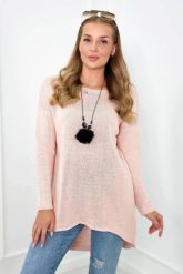 Sweter z naszyjnikiem pudrowy róż. Czerwone swetry nierozpinane damskie KESI, l, bez wzorów, z elastanu, bez kołnierzyka, plus size, bez ramiączek. Za 154.75 zł.