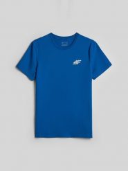 4F T-shirt slim gładki męski - niebieski XXL. Niebieskie t-shirty męskie 4F, l, bez wzorów, z bawełny, bez kołnierzyka, bez ramiączek. Za 69.99 zł.