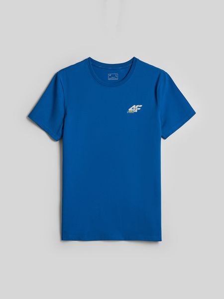 4F T-shirt slim gładki męski - niebieski XXL. Niebieskie koszulki sportowe męskie 4F, m, bez wzorów, z bawełny, bez kołnierzyka, bez ramiączek. Za 69.99 zł.