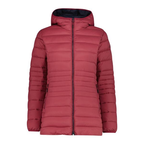 Długa kurtka puchowa z kapturem na zamek Sorona Aura damska CMP. Czerwone kurtki sportowe damskie CMP, bez wzorów, z puchu, bez ramiączek, z kapturem, trekkingowe. W wyprzedaży za 469.50 zł.