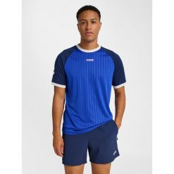 Koszulka Hummel Pulse Stripe. Niebieskie koszulki sportowe męskie Hummel, bez wzorów, bez ramiączek, do piłki nożnej. Za 191.00 zł.