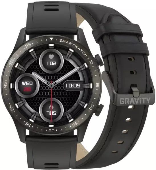 Smartwatch Gravity Czarny 2 Paski GT10-2. Czarne zegarki smartwatch Gravity, bez wzorów. Za 158.82 zł.