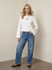 Bawełniane jeansy baggy z efektem sprania - niebieski. Niebieskie jeansy damskie Sinsay, bez wzorów, z bawełny. Za 59.99 zł.
