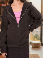 Rozpinana bluza z kapturem oversize - brązowy. Brązowe bluzy damskie Sinsay, l, bez wzorów, bez ramiączek, z kapturem. Za 49.99 zł.