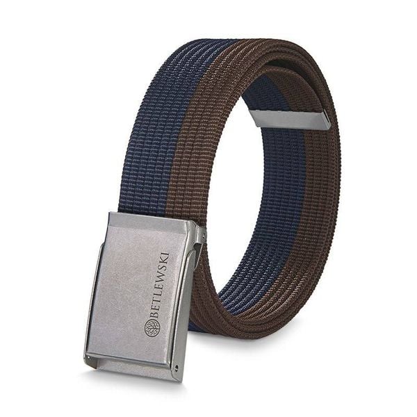 Pasek parciany BETLEWSKI brązowo-granatowy PRC-10_SR-1 L. Brązowe paski męskie Betlewski, z materiału. Za 34.99 zł.
