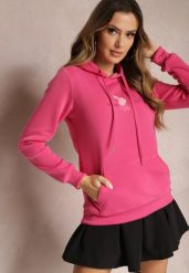 Różowa Ocieplona Bluza z Kapturem Ozdobiona Naszywką i Napisem Eirellia. Czerwone bluzy damskie Renee, l, z aplikacjami, z dzianiny, casualowe, bez ramiączek, z kapturem. Za 79.99 zł.