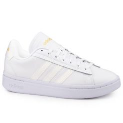 Buty damskie sportowe trampki Adidas GRAND COURT ALPHA. Białe trampki i tenisówki damskie Adidas, bez wzorów, bez zapięcia. W wyprzedaży za 209.00 zł.