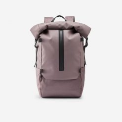 Plecak rolltop Decathlon 29 litrów. Brązowe plecaki męskie Decathlon, bez wzorów, z materiału, sportowe. Za 219.99 zł.