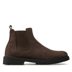 Sztyblety Pierre Cardin. Brązowe botki męskie Pierre Cardin, bez wzorów, bez obcasa, bez zapięcia. Za 299.99 zł.