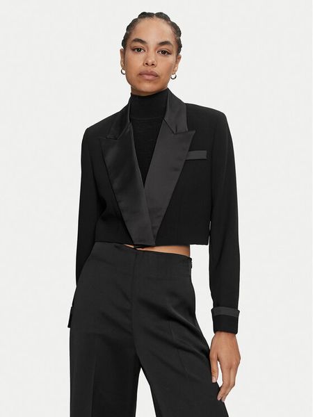 ACCESS FASHION Marynarka 44-1027-202 Czarny Regular Fit. Czarne marynarki i żakiety damskie ACCESS FASHION, bez wzorów, z syntetyku, bez kołnierzyka, bez ramiączek. Za 419.99 zł.