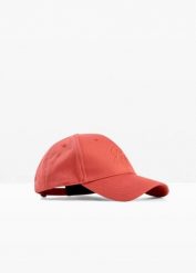 Czapka z daszkiem z haftem. Czerwone czapki damskie bonprix, bez wzorów, z bawełny. Za 27.99 zł.