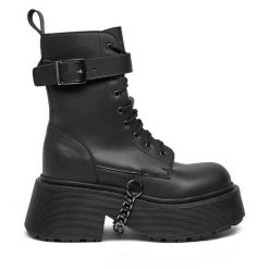 Trzewiki Altercore. Czarne botki damskie Altercore, bez wzorów, bez obcasa, na słupku, bez zapięcia. Za 509.99 zł.